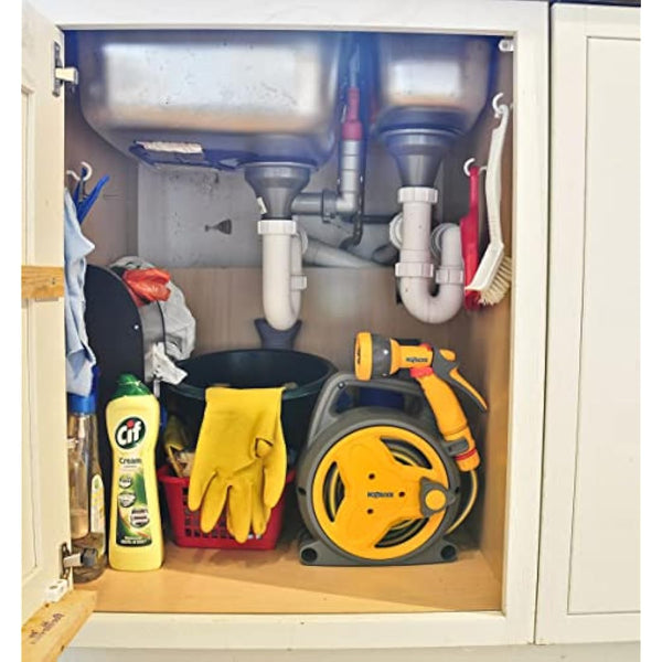 HOZELOCK - Mini Reel "Pico Reel" 10m : Ideal for Patios, Balconies and Small Gardens, Compact Streamlined Reel, Effortless Rewinding, Supplied with 1 Multi Spray Gun: Ready to Use [2425 0000]