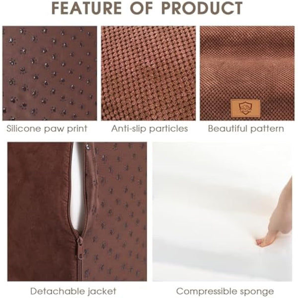 Masthome Dog Steps for Bed Sofa, 3-Step Dog Stairs with Washable Cover, Non-slip High Density Foam Dog Ladder for Small Dogs Cats, 57 x 40 x 40cm