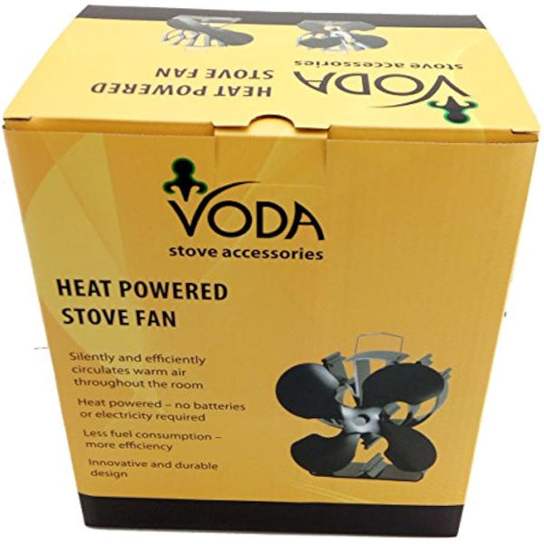 4-Blade Heat Powered Stove Fan for Wood / Log Burner/Fireplace increases 80% more warm air than 2 blade fan- Eco Friendly