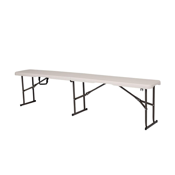 Home Source Pair of Folding Benches, Camping Party Picnic BBQ Stall Garden Indoor Outdoor, Metal Frame, White, 6ft