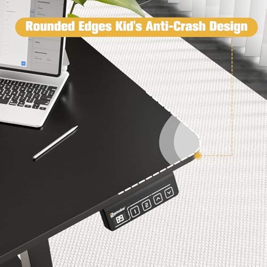 ERGOMAKER Electric Standing Desk 160x70cm, Height Adjustable Stand Up Desk with Hooks and Memory Smart Handset for Home Office, Black