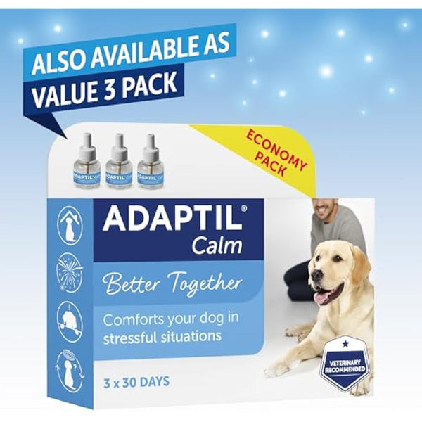 30 Day Refill For Adaptil Calm Home Diffuser For Dogs | 1 Refill For Adaptil Dog Calming Plug In Pheromone Diffuser To Help Reduce Anxiety And Stress In Pet Dogs | Diffuser Helps Dogs Stay Calmer