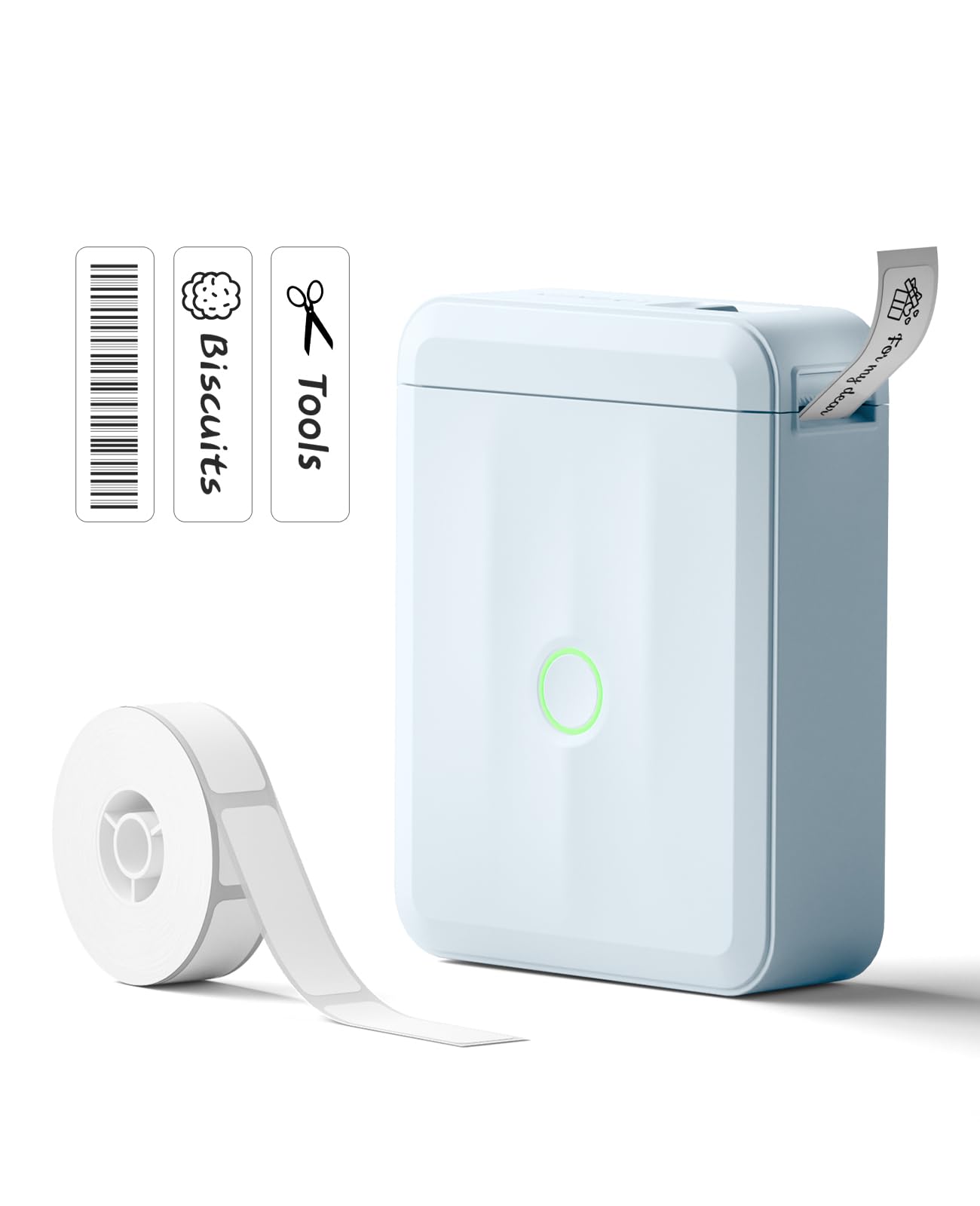 NIIMBOT Label Maker Machine, D110 Upgraded Version Sticker Printer Maker with 1 Roll White Starter Label Paper, Thermal Label Printer for School Office Home Organization