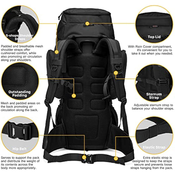 Mardingtop 60L Tactical backpack Military Rucksack MOLLE Camping and Hiking Backpack High Capacity with Rain Cover for Trekking Mountaineering Hunting Traveling