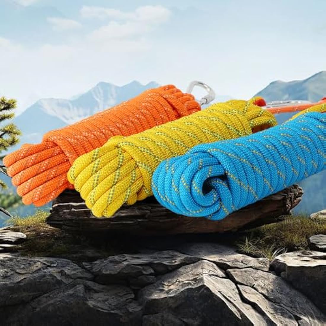 NorthPada 10 mm x 30 Meter Static Nylon Heavy Duty Outdoor Climbing Rope for Knotting Practice, Arborist Tree Work, Marine Anchor Boat, Rappelling Emergency, Swing, Blue