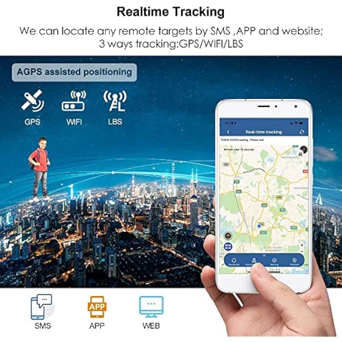 GPS Tracker, 10000mAh Battery GPS Car Tracker with Magnet, Waterproof Real Time Positioning Anti Lost Tracking Device for Fleet, Van, Vehicle, Worldwide Coverage No Distance Limit No Subscription Fee