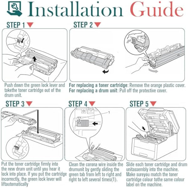 HenceBuy DR241CL Drum Unit Compatible for Brother DR-241CL DR241 for Brother DCP-9020CDW DCP-9015CDW HL-3140CW HL-3150CDW HL-3170CDW MFC-9330CDW MFC-9340CDW MFC-9140CDN (Black Cyan Magenta Yellow)