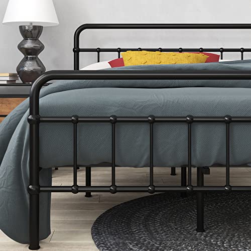 ZINUS Florence 3ft Single Bed Frame 90x190cm, Metal Platform Bed with Headboard and Footboard, Strong Steel Slat Support, Large Storage Space, Easy Assembly, Black