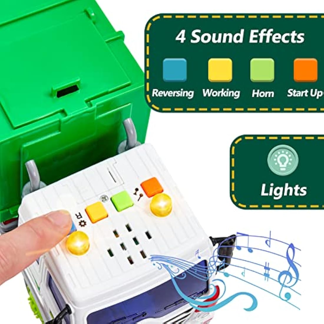 HERSITY Garbage Truck Bin Lorry Toys for 3+ Years Old Boys, Rubbish Trucks Dustcart Toy Cars with Lights and Sounds, Kids Gifts age 4 5 6 Children Girls