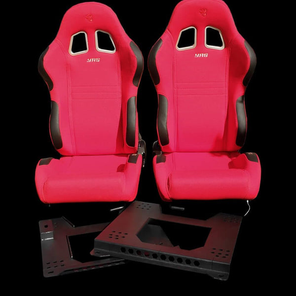 Set of Barbarian Reclining Bucket YAS Racing Seats for 3-Series E46 (all models) BMW, Red Felt, Track, Race, Drift