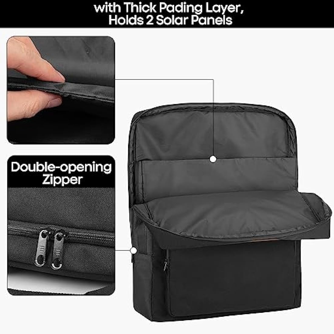 HODRANT Portable Solar Panel Bag Compatible with Jackery Solar Saga 100W 100X 200W, Padded Solar Panel Carrier with Pocket & Shoulder Strap, Double-Layer Travel Carrying Case for 2 Battery Panels
