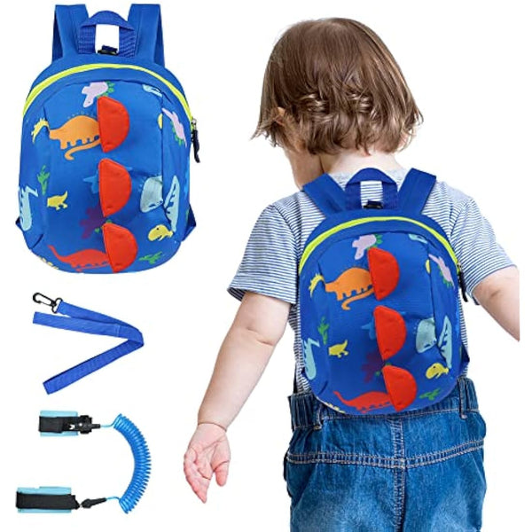 AOMIG Baby Reins, Baby Walking Reins and Toddler Safety Harness, Dinosaur Baby Reins Safety Leash Baby Toddler Anti Lost Belt Reins for Toddlers Boys and Girls (Blue)