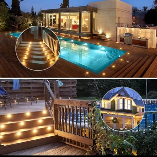 INDARUN Warm White Led Decking Lights Outdoor Waterproof IP67 Ø30MM 12V - Led Plinth Light Kits for Terrace/Patio/Path/Wall/Garden/Decoration, 30 Packs