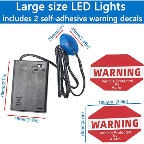 Fake Car Alarm, Dummy Car Alarm,(Batteries Included), LED Light Simulate Imitation Security System, Warning Anti-Theft Flash Blinking Lamp, with Warning Decals (with Dusk to Dawn Sensor)2Pack, Red