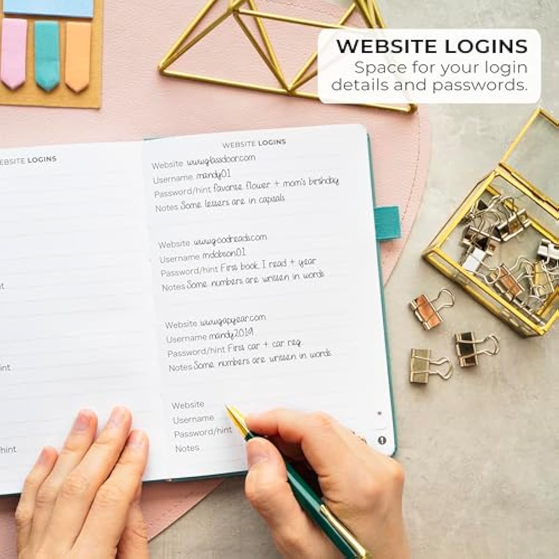 Clever Fox Address Book with alphabetic tabs - PU Leather Telephone and Address Book for Keeping Contacts Safe, Contact Organizer Journal, Medium Size (13.5 x 19cm) Hardcover, Aquamarine