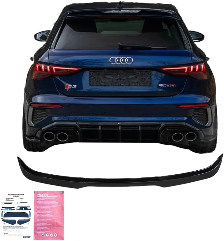 Oneway Roof Spoiler compatible with Audi A3/S3/RS3 (8Y) Sportback 2020-2024 - Gloss black
