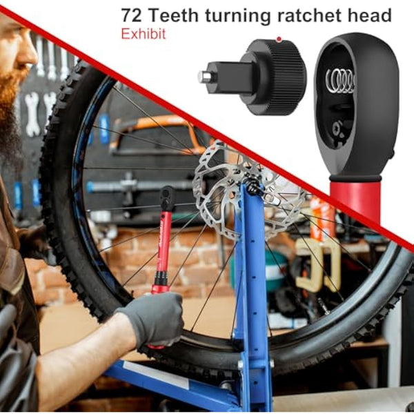 ATsafepro Torque Wrench 1/4",Bike Torque Wrench 3-25Nm Drive Click High Precision Repair Spanner for Bicycle Maintenance Kit for Road and Mountain Bikes Two-Way Ratchet