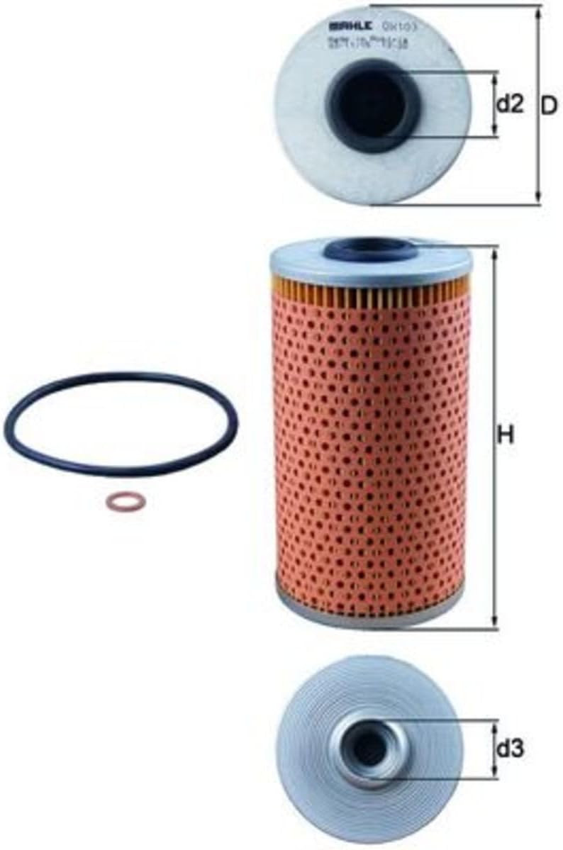 MAHLE OX 103D Oil Filter - Oil Filter with Gasket / Gasket Set