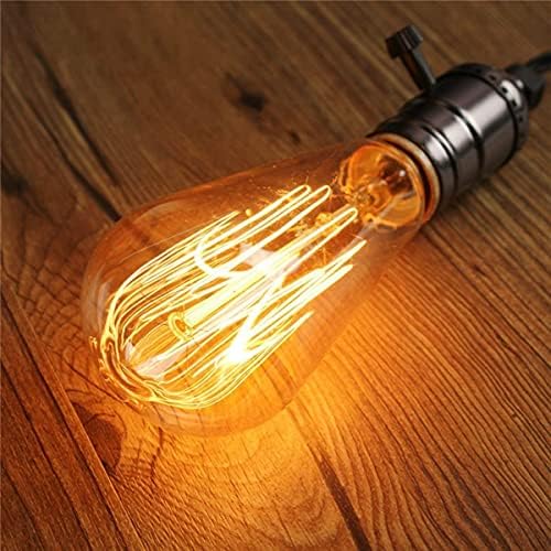 Edison Light Bulbs - Vintage Style E27 Edison Screw Bulb Squirrel Cage - Amber Warm Dimmable - ST64 60W - Pack of 6.