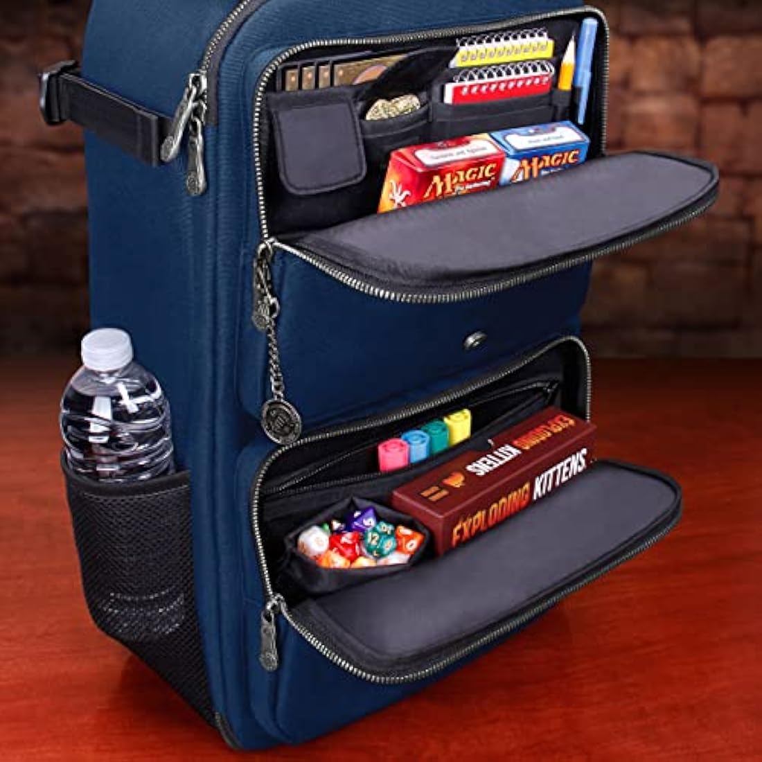 ENHANCE MTG Backpack - Collector's Edition TCG Backpack for Deck Boxes, Sleeved Cards, Playmats, MTG Accessories - Customizable Card Organization with Built-in Defender Screen (Dragon Blue)