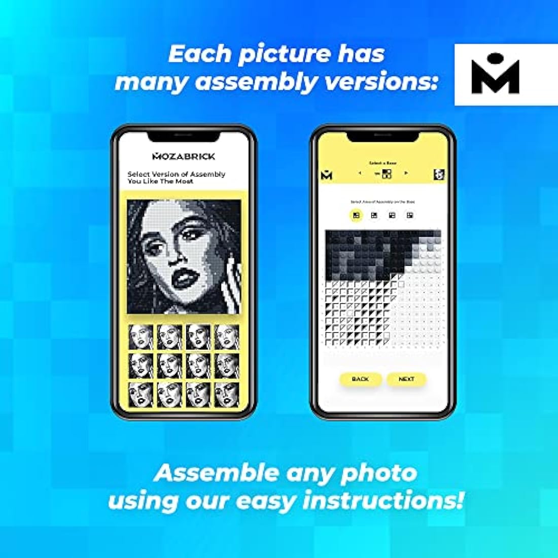 MOZABRICK Photo Builder Model M Building Game to Turn Pictures and Photographs into DIY Pixel Art Mosaic. Create Personal Puzzles with Bricks!