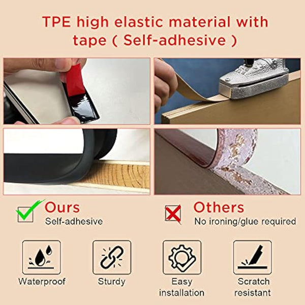 flintronic 5m*18mm U-Shape Flexible Furniture Edge Banding, Baby Safty Baby Edge Protector, Self Adhesive TPE Wood Edging Tape, DIY Furniture Edge Trim for Table, Cabinet, Furniture Restoration