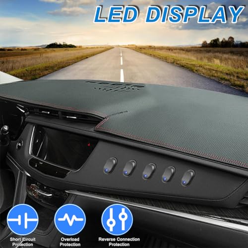 DAOKAI LED Lighted Rocker Switch 12V 30A SPST 3 Pin ON Off Toggle Switch Illuminated Red Lighted Oval Shaped Switch for Automotive Truck RV Boats - 5pcs