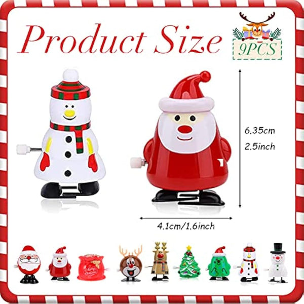 9Pack Christmas Wind Up Toy Funny Jumping Toys Xmas Gift Toys,Spring&Wind Up Small Toy for Kids Party Bag, Walking Clockwork Toys for Kids Christmas Party Favors Stocking Stuffers Cracker Gift Fillers