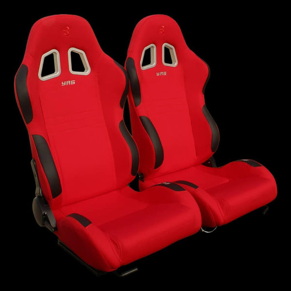 Set of Barbarian Reclining Bucket YAS Racing Seats for 3-Series E46 (all models) BMW, Red Felt, Track, Race, Drift