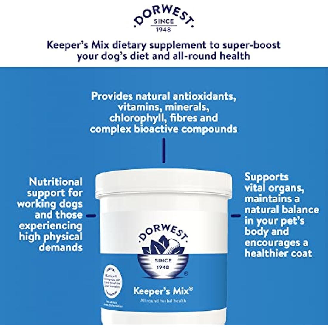 DORWEST HERBS Keeper’s Mix, 500g, Herbal Health Supplement for Dogs and Cats, Natural Herbs, Vitamins, and Minerals – for Healthier Happier Pets