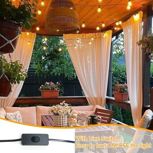 DSLebeen Festoon Lights Outdoor Garden: LED String Lights Mains Powered 45M 150FT G40 Globe Bulbs Warm White 2700K Connectable Decorative Outside Lighting Hanging for Patio, Gazebo, Pergola, Yard