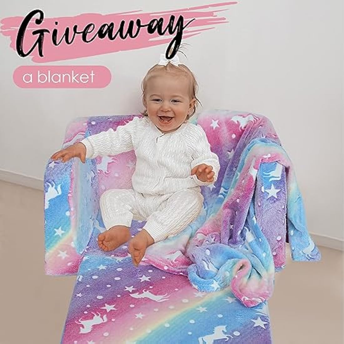 MeMoreCool Folding Kids Sofa Bed, Toddler Sofa Chair, Soft Plush Fold Out Kids Couch Glow in The Dark, Comfy Baby Recliner for Girls & Boys, Glowing Unicorn