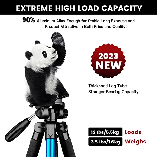 Victiv 72-inch Camera Tripod Aluminum Monopod T72 Max. Height 182cm- Lightweight and Compact for Travel with 3-way Swivel Head and 2 Quick Release Plates for DSLR Video Shooting - Black