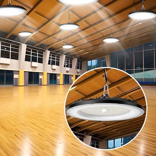 4 Pack 150W UFO LED High Bay Light 22500LM, 6000K Super Bright Workshop Lighting, IP65 Waterproof LED Garage Industrial Lights, Commercial Bay Lighting for Workshop, Warehouse, Garage, Factory