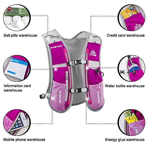 HINATAA Lightweight Running Hydration Backpack, 5L 190g Running Hydration Vest for Women and Men Cycling Running Climbing Hiking Vest Pack (Pink with