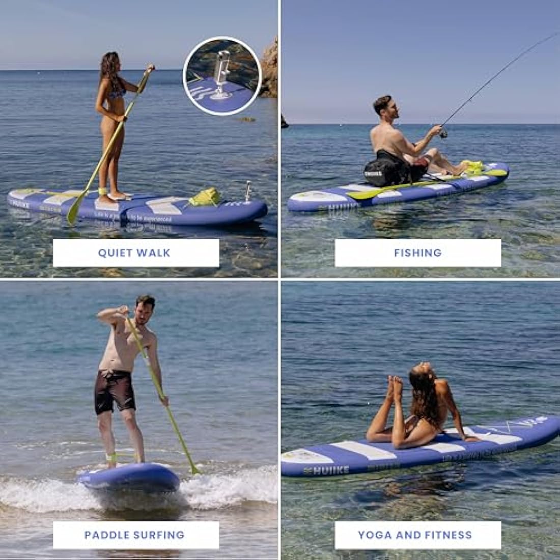 HUIIKE Stand Up Paddle Board for Adults with Accessories Included, Oar, Fins, Pump. Inflatable Sup Board Great Stability and Resistance. 10’ x 33" x 5.9", Maximum Load 286 lb
