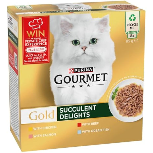 GOURMET Gold Succulent Delights Wet Cat Food 8x85g, Pack of 6
