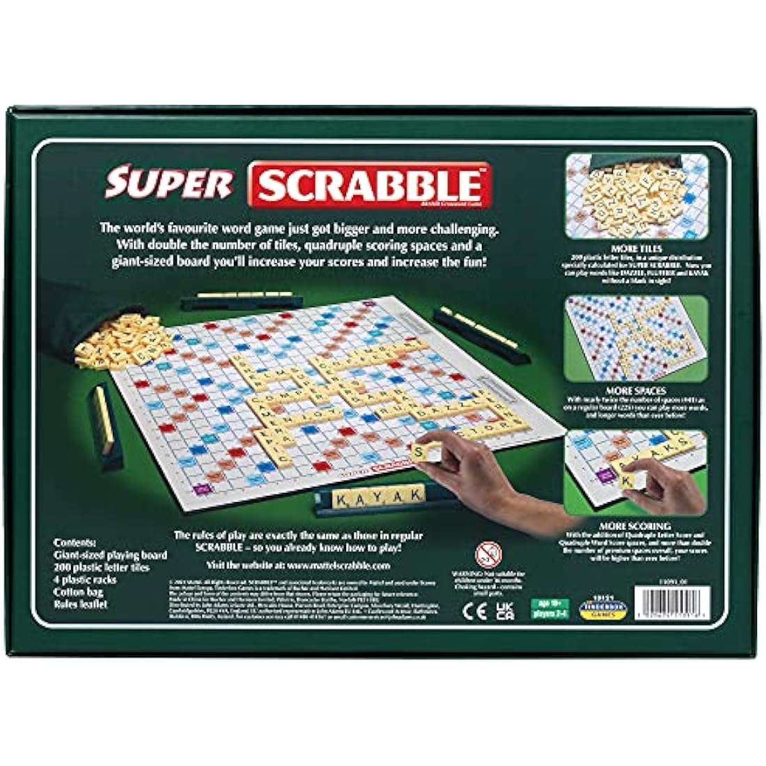 Ideal Super Scrabble: twice as many tiles and a giant-sized board | Classic Games | For 2-4 Players | Ages 10+