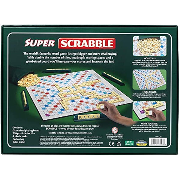 Ideal Super Scrabble: twice as many tiles and a giant-sized board | Classic Games | For 2-4 Players | Ages 10+