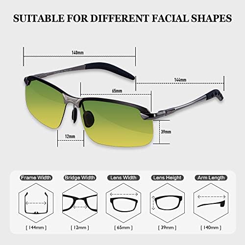 B BLOOMOAK Day Night Driving Glasses- Anti-Glare Night Vision Glasses Men Polarized Sunglasses for Fishing Driving Filter Dazzling Glare from Headlights