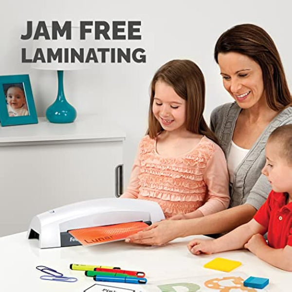 Fellowes Lunar Jam Free A4 Laminator Machine for Home Use - 4 Minute Warm Up Time – 80-125 Micron – White