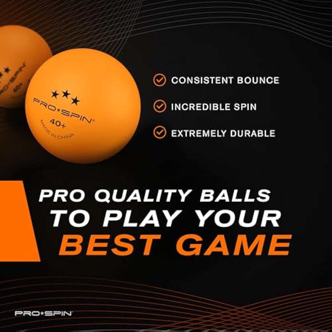 PRO SPIN Ping Pong Balls - Orange 3-Star 40+ Table Tennis Balls | High-Performance ABS Training Balls | Ultimate Durability for Indoor & Outdoor Table Tennis