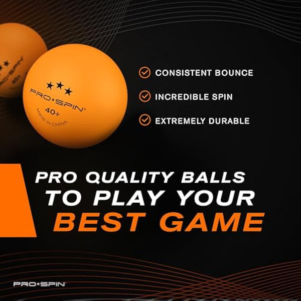 PRO SPIN Ping Pong Balls - Orange 3-Star 40+ Table Tennis Balls | High-Performance ABS Training Balls | Ultimate Durability for Indoor & Outdoor Table Tennis