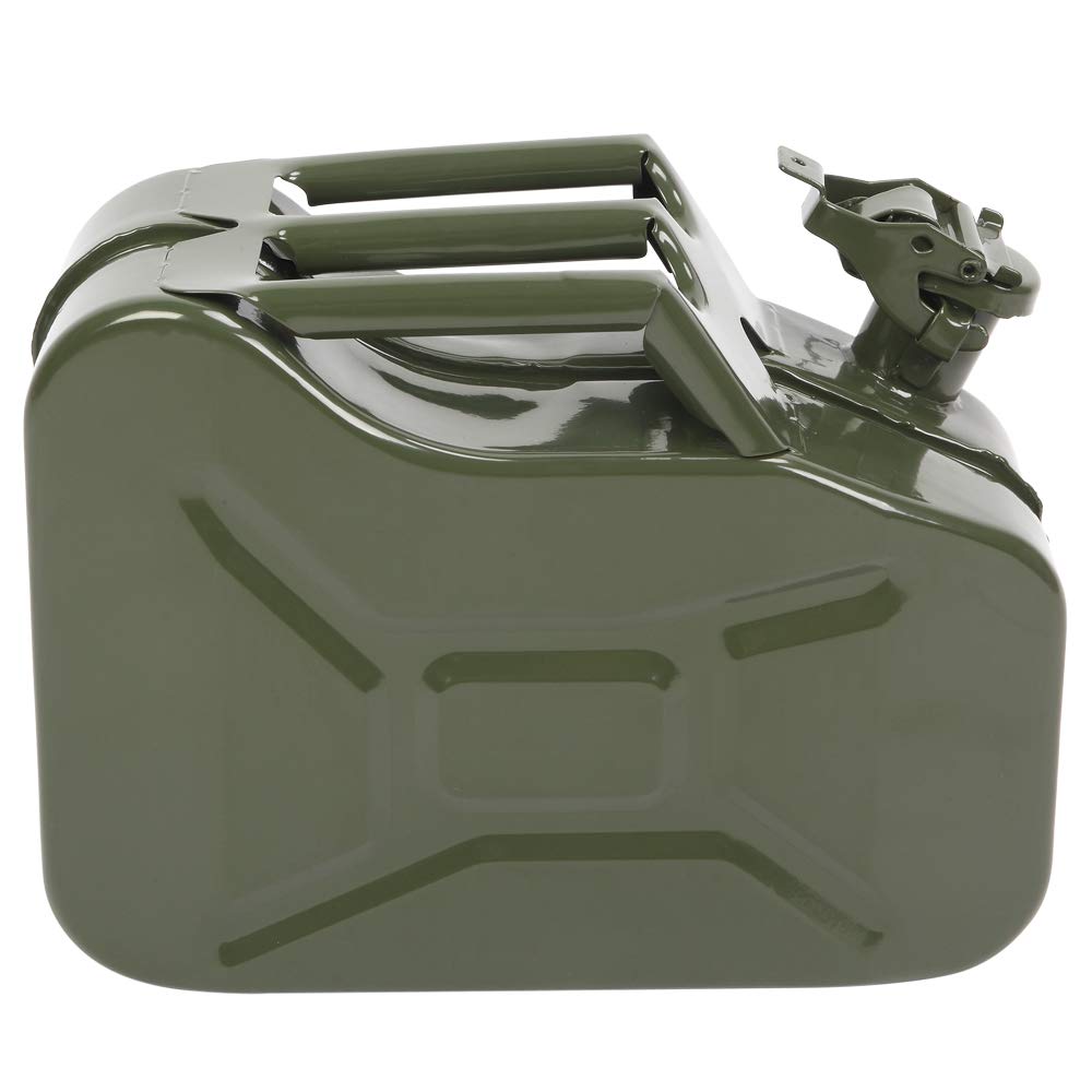 Bonnlo 20L Petrol Can Fuel Oil Storage Can Metal Jerry Diesel Tank with Flexi Spout For Diesel, Petrol, Oil Container (Green)