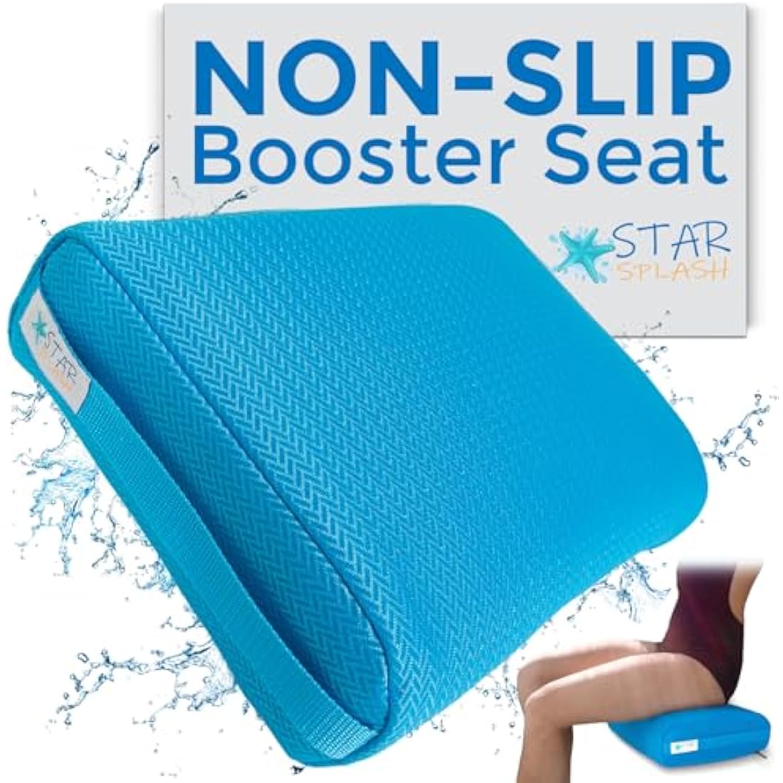 STAR SPLASH Hot Tub Booster Seat, 15 x 12 x 5 Inches - Hot Tub Pillow with Non-Slip Micro Dot Bottom and 6 Weighted Sections - Quick Dry Bath Accessories for Indoor or Outdoor Spa