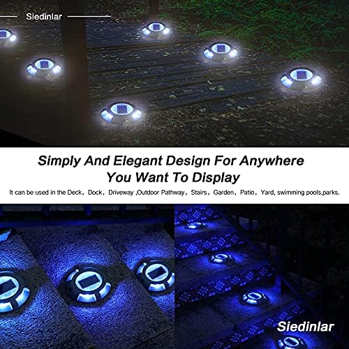 Siedinlar Solar Deck Lights Outdoor Solar Decking Lights Solar Powered Waterproof Solar Ground Lights Solar Lights Outdoor Garden for Pathway Driveway Step Dock 12 Pack (Blue)