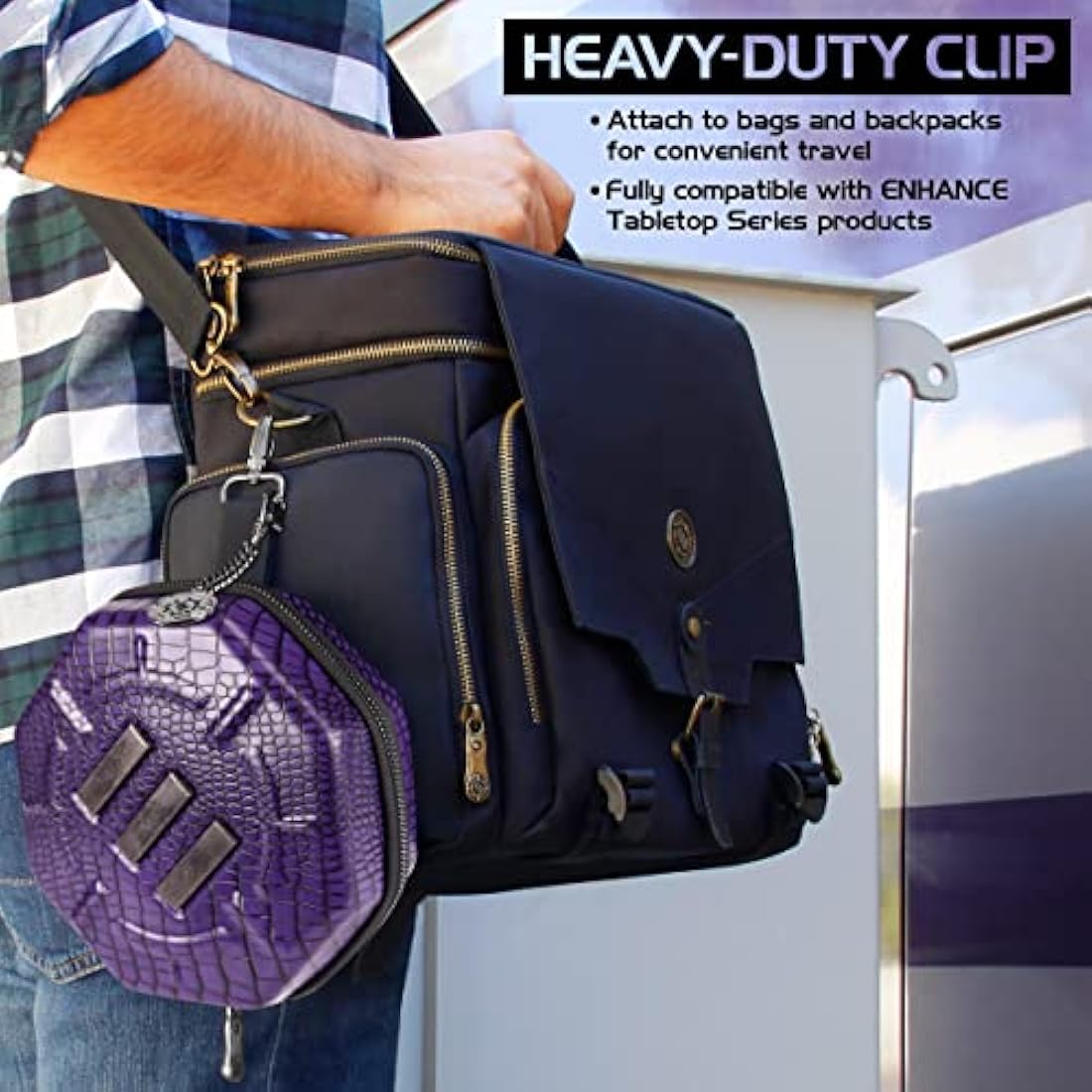 ENHANCE DND Dice Tray and Case - Collector's Edition DND Dice Holder up to 150 D&D Shakers with Hard Shell Exterior and Protective Soft Interior - Rolling Tray Perfect for Game Night (Dragon Purple)