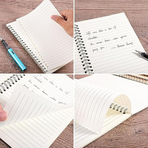 5 Packs Spiral Notebook A5, 120 Pages 60 Sheets Kraft Cover Wirebound Notebooks Bulk Journals, 8.3 * 5.5 inch Lined Notebook for Business Office School Travel