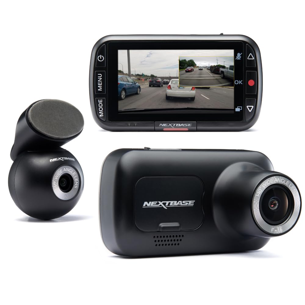 Nextbase 222x Front and Rear Dash Cam Full 1080p/30fps HD Recording in Car DVR Cam - 140° 6 lane Wide Viewing– Intelligent Parking Mode- Polarising Filter Compatible- G-Sensor Motion Detection- Hidden