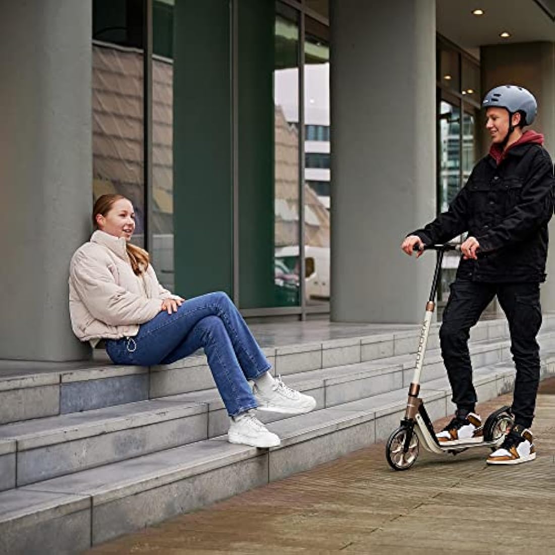 HUDORA BigWheel 205 Advanced Scooter - Comfortable aluminium scooter for up to 100kg - Height-adjustable & foldable kick scooter - Kick scooter for children/teenagers & adults